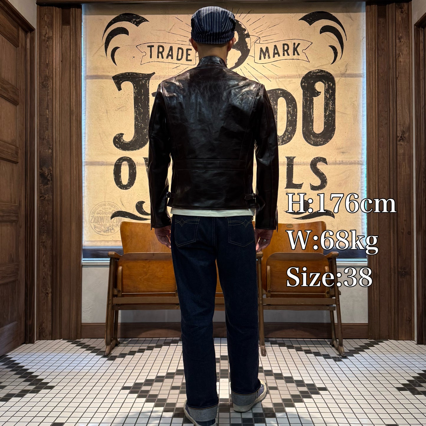 Rainbow Country HorsehideStand Collar Riders Jacket “Speedster”  Seal Brown【RCL-10029H】